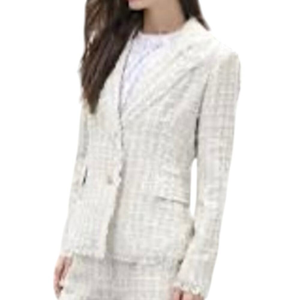 New WALTER BAKER Damon Tweed Yacht Blaze White Silver Accents Fringe Trim‎ Sz XL
